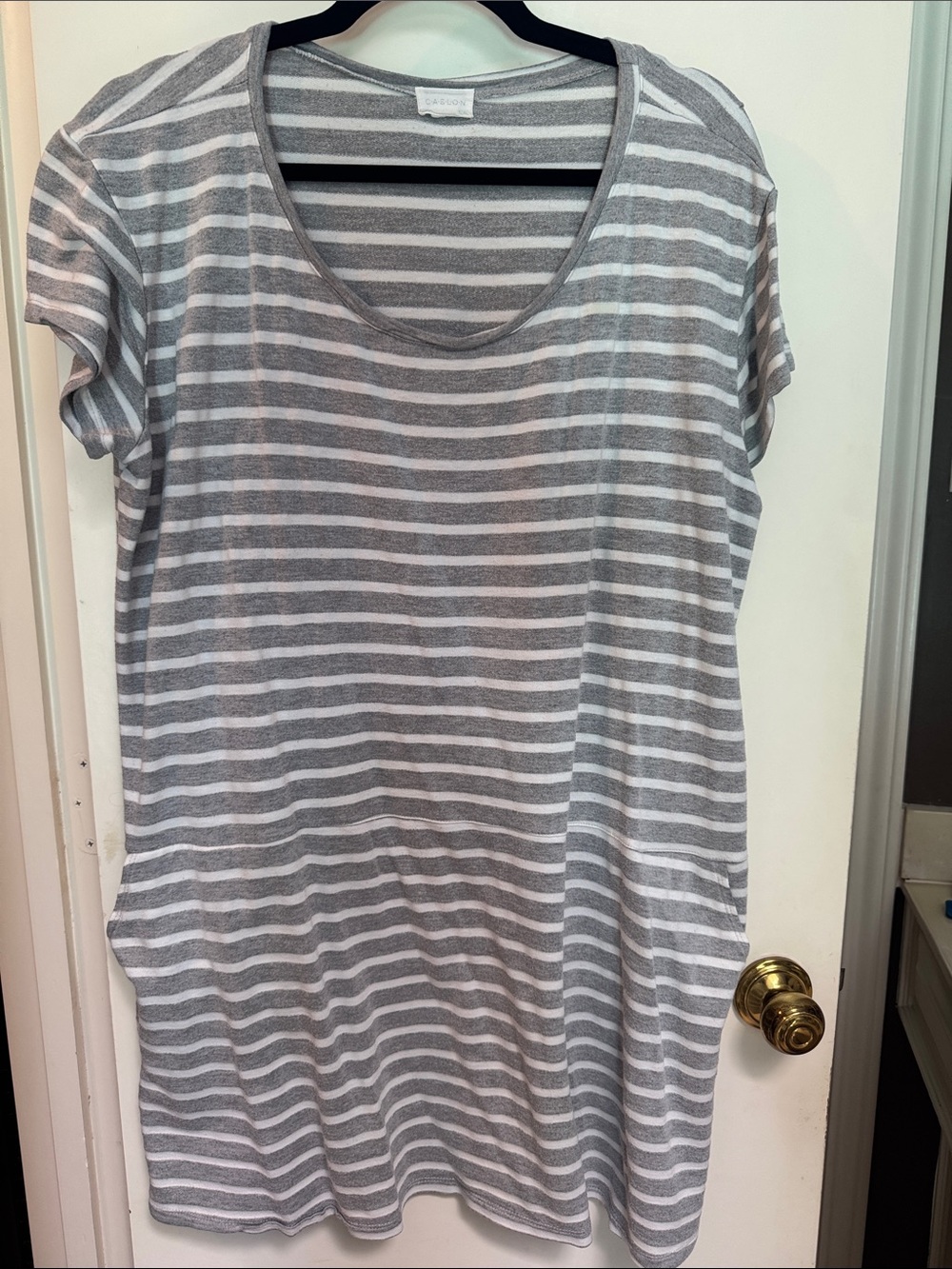 Caslon Gray and White T-Shirt Dress - 2XL